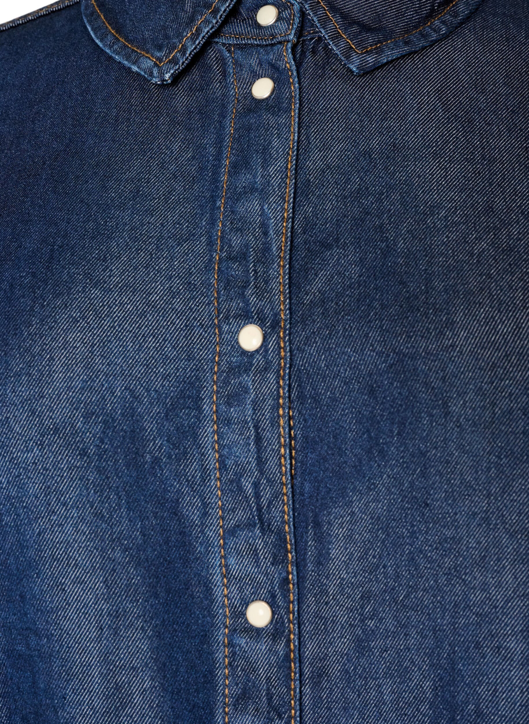 ZizziDenim-paita lyocellissa painonapeilla, Sininen, Packshot image number 2