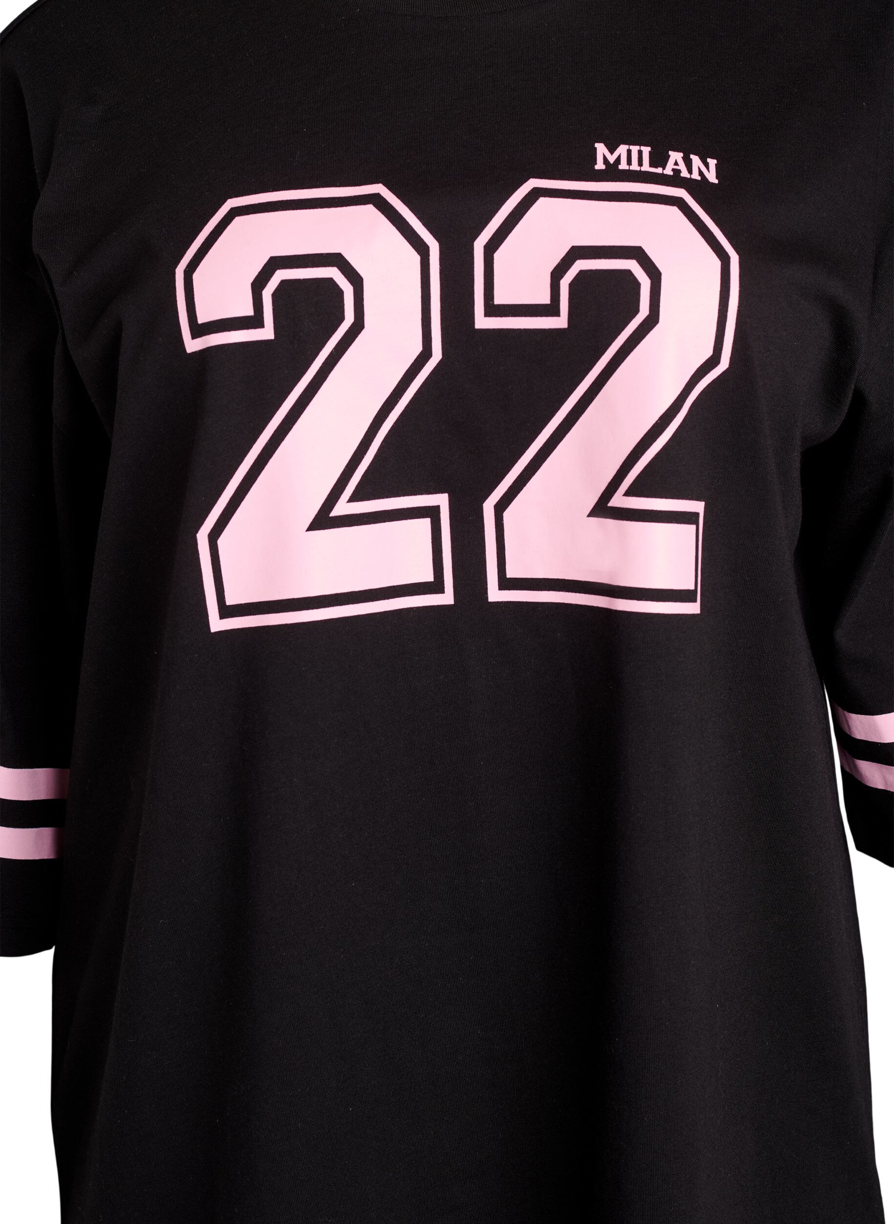 Zizzi Ylisuuri college-T-paita 3/4-hihoilla, Musta, Packshot image number 2