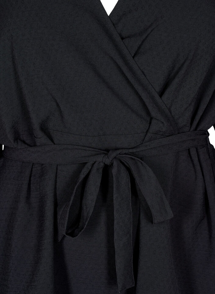 Pitkähihainen kietaisupusero solmukiinnityksellä, Musta, Packshot image number 2