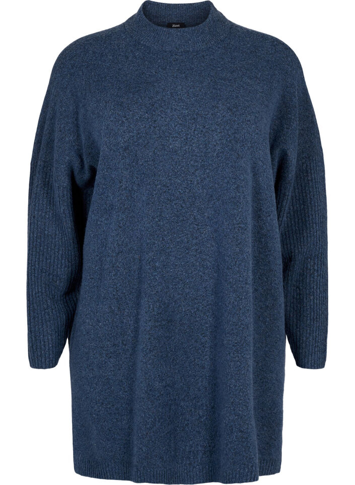 Pitkä neulottu pusero pitkillä hihoilla, Bering Sea Mel., Packshot image number 0