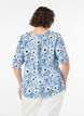 Kukkakuviollinen pusero lyhyill&auml; hihoilla, Sininen, Model image number 2