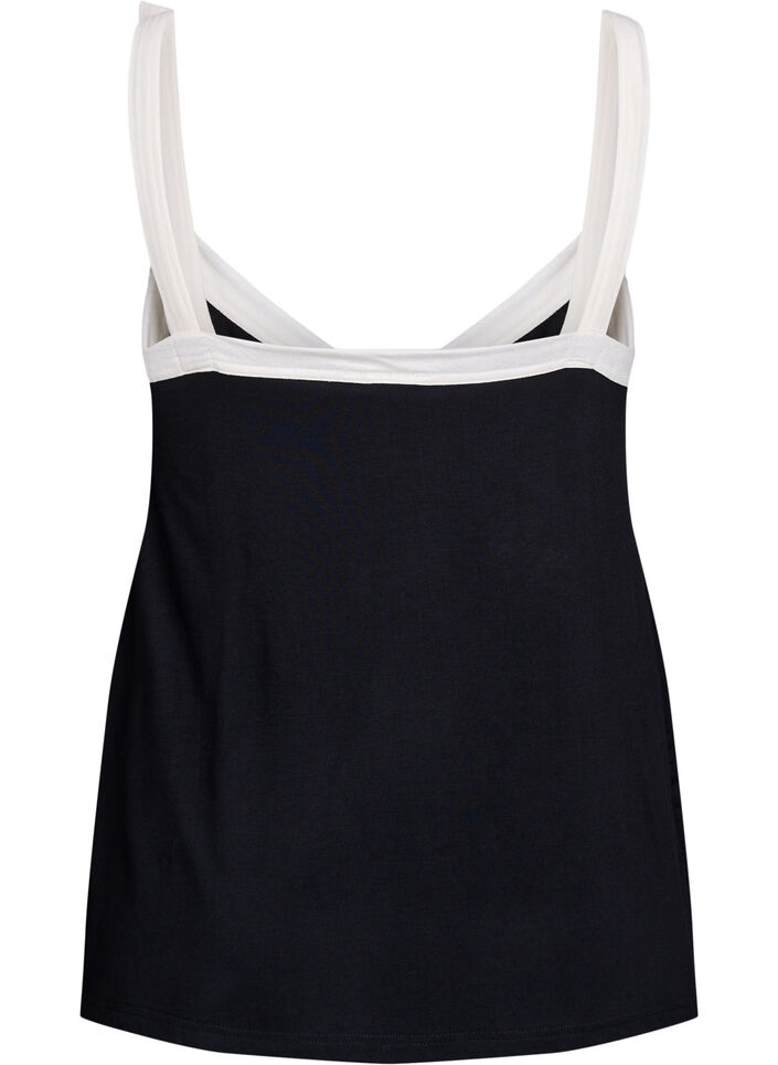 Yötoppi olkaimilla ja V-pääntiellä, Musta, Packshot image number 1