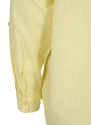 Puuvillainen paitapusero v-aukolla, Yellow, Packshot image number 3