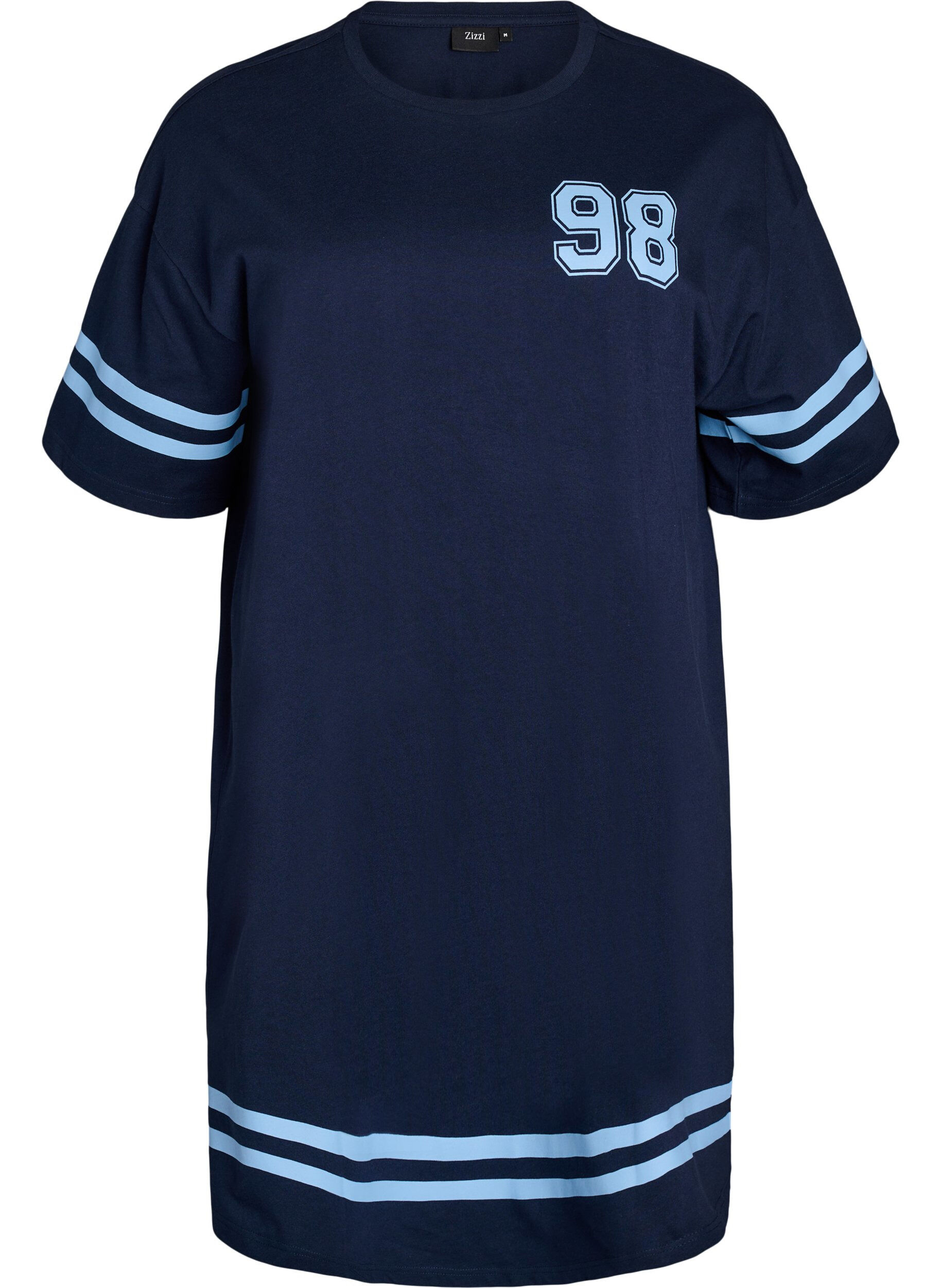 Zizzi Short T-shirt dress with sporty details, Blue, Packshot image number 0