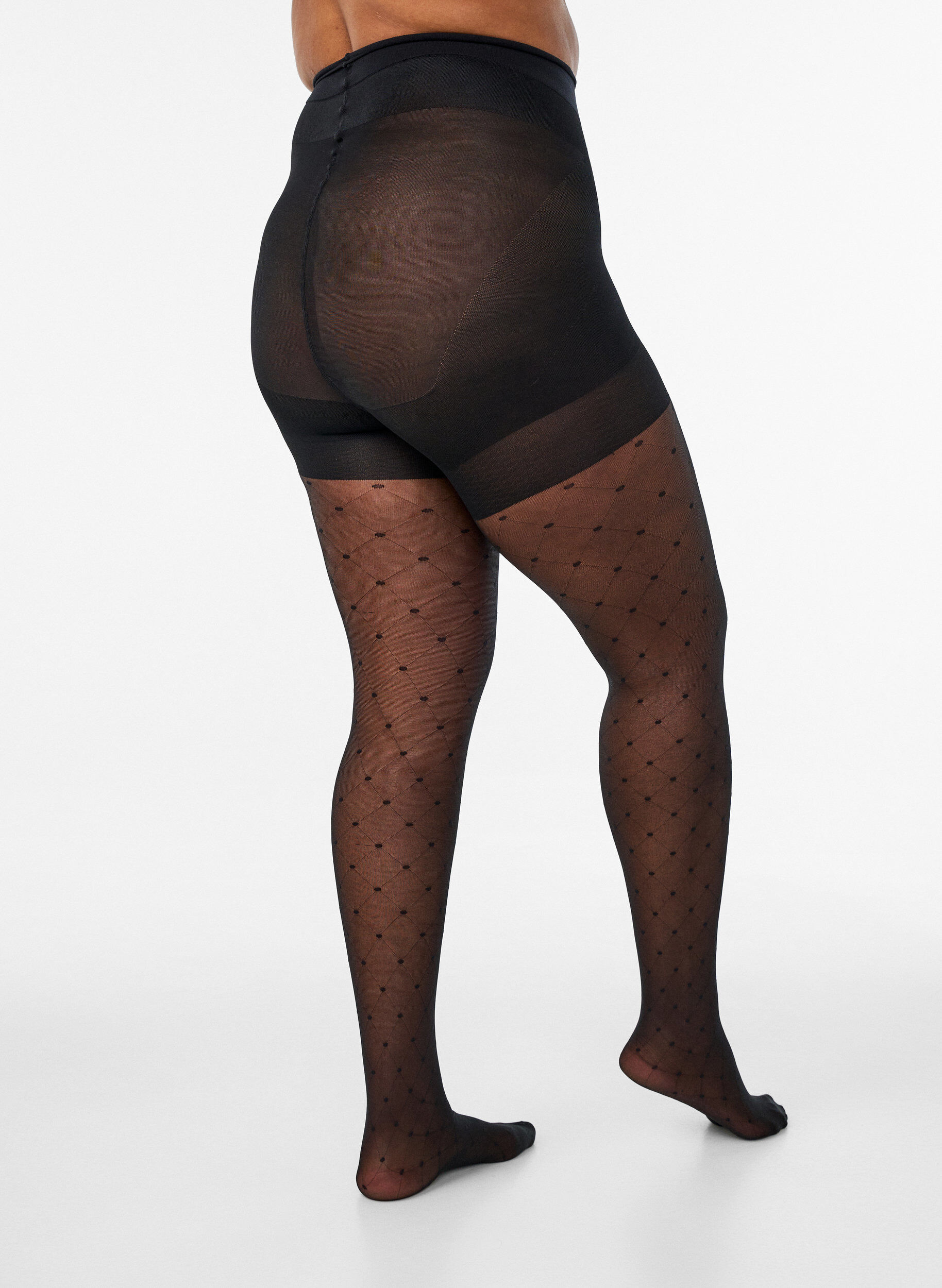ZizziPush-up 25 denier -sukkahousut pilkkukuviolla, Musta, Model image number 1
