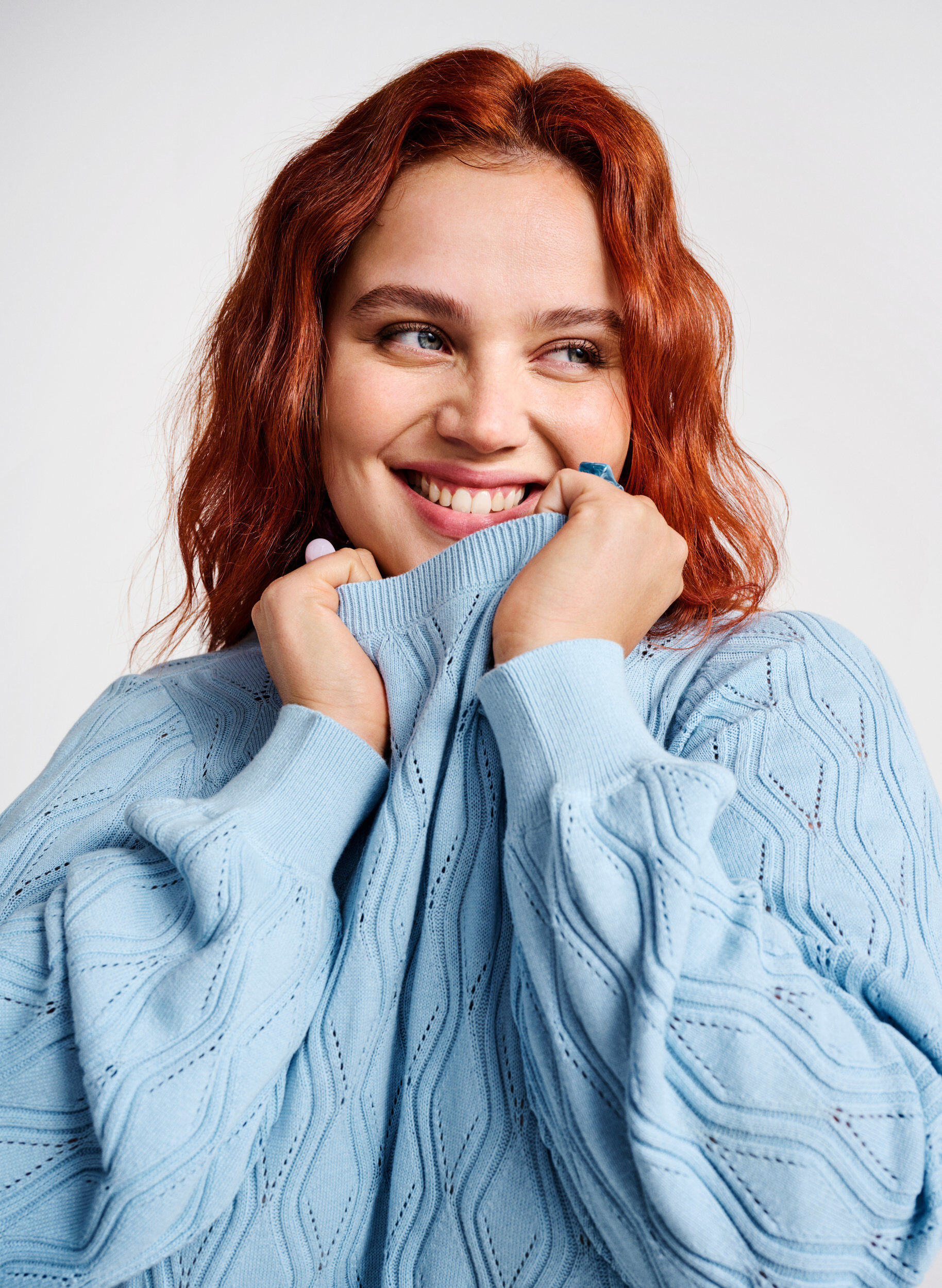 Zizzi Reik&auml;kuvioitu neulepaita, jossa on venep&auml;&auml;ntie	, Blue Bell, Image image number 0