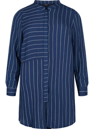 Pitkä raidallinen paita viskoosisekoitteesta, Blue/White, Packshot image number 0