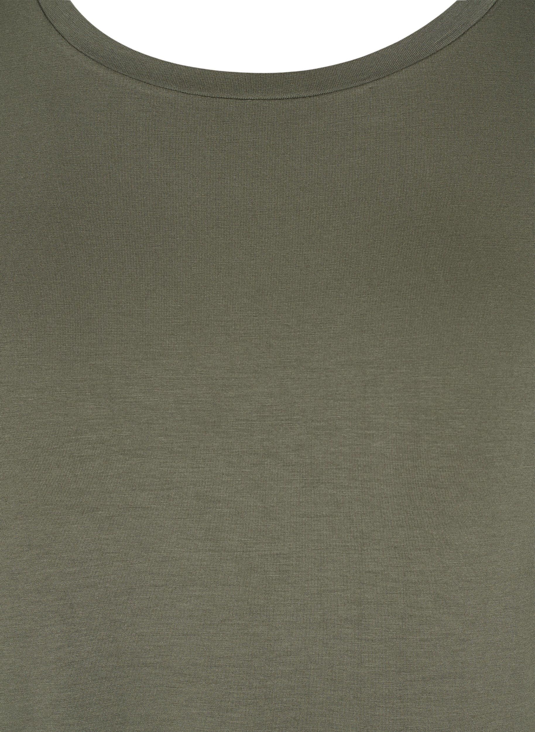 Zizzi Lyhythihainen viskoositunika ny&ouml;reill&auml;, Dusty Olive, Packshot image number 2