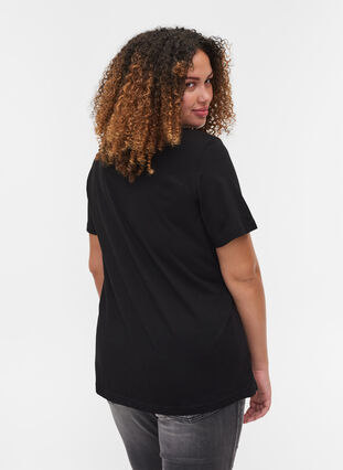 Lyhythihainen puuvillainen t-paita painatuksella, Black/Magnificent, Model image number 1