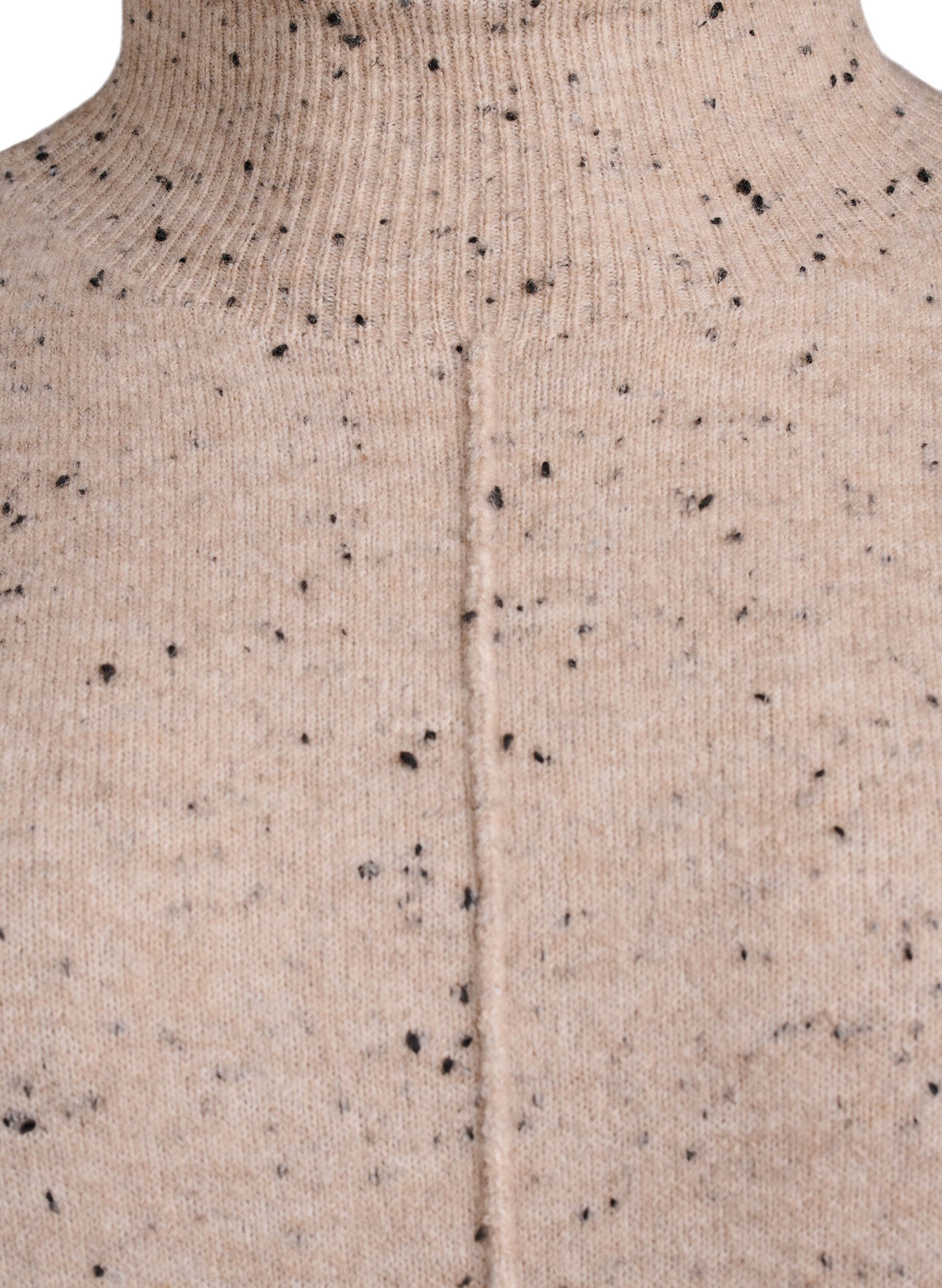 Zizzi Neulepusero korkealla kauluksella ja pilkullisella kuosilla, Beige, Packshot image number 2