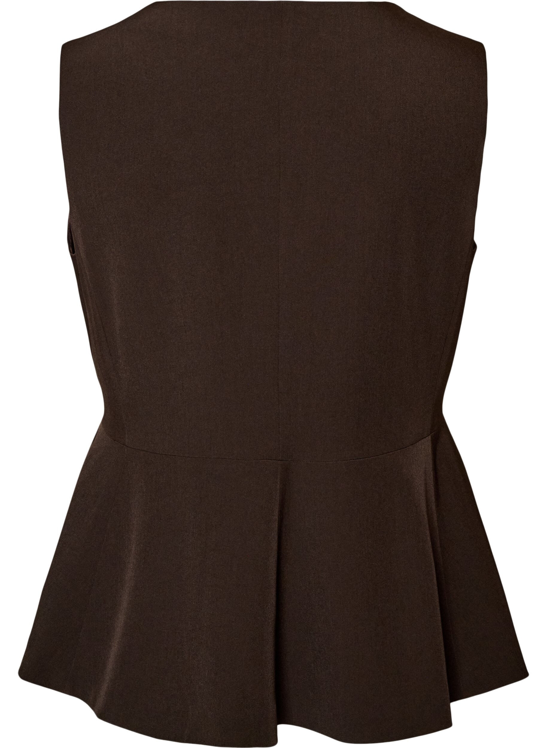 ZizziRaitakuvioinen liivi peplum-helmalla, Ruskea, Packshot image number 1