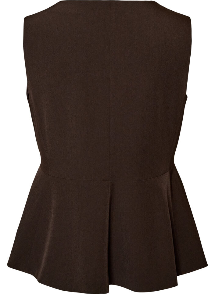 Raitakuvioinen liivi peplum-helmalla, Ruskea, Packshot image number 1