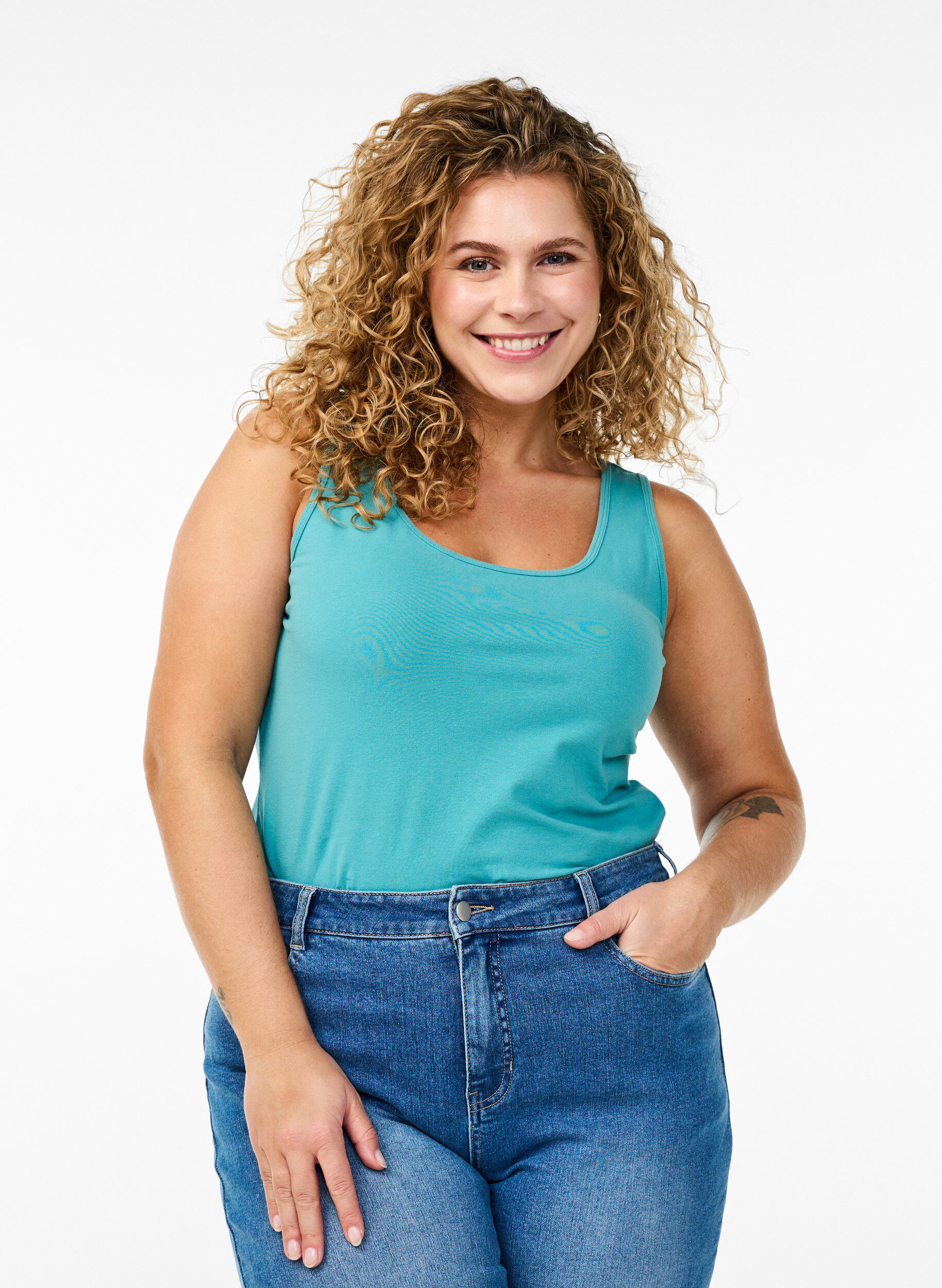 ZizziYksiv&auml;rinen perus paita puuvillasta, Sininen, Model image number 0