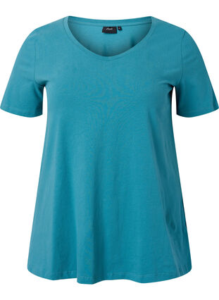 Yksivärinen perus t-paita puuvillasta, Brittany Blue, Packshot image number 0