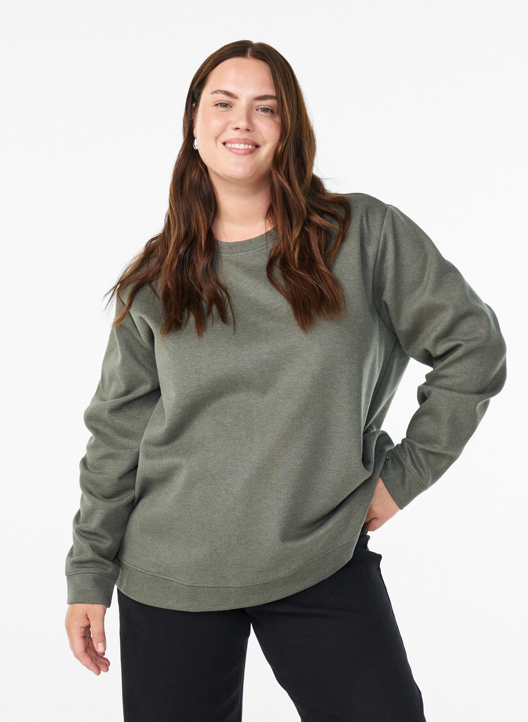 ZizziCollegepaita py&ouml;re&auml;ll&auml; p&auml;&auml;ntiell&auml;, Vihre&auml;, Model image number 0