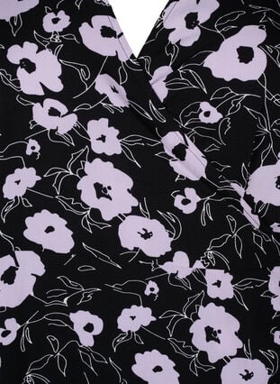 Kukkakuvioitu lyhythihainen mekko, Black Flower AOP, Packshot image number 2