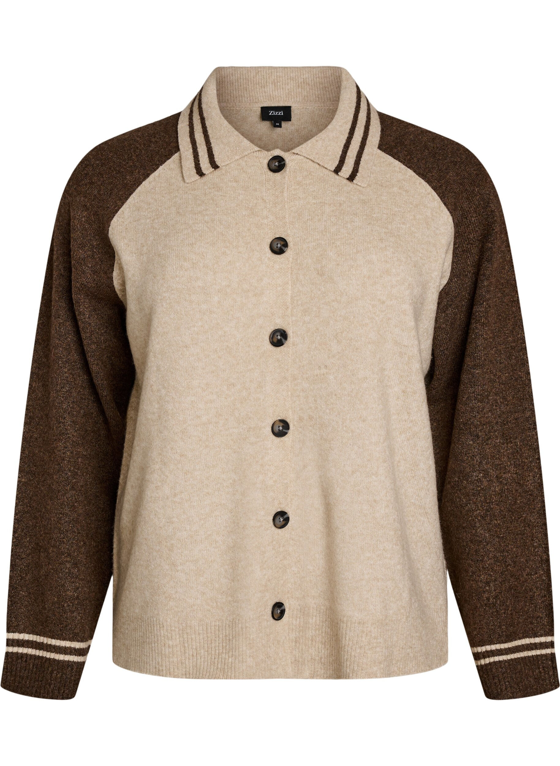 ZizziNeuletakki kontrastihihoilla ja kauluksella, Beige, Packshot image number 0