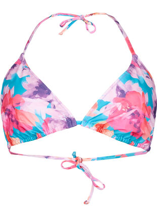 Kolmiomallinen bikiniyläosa printillä, Pink Flower, Packshot image number 0