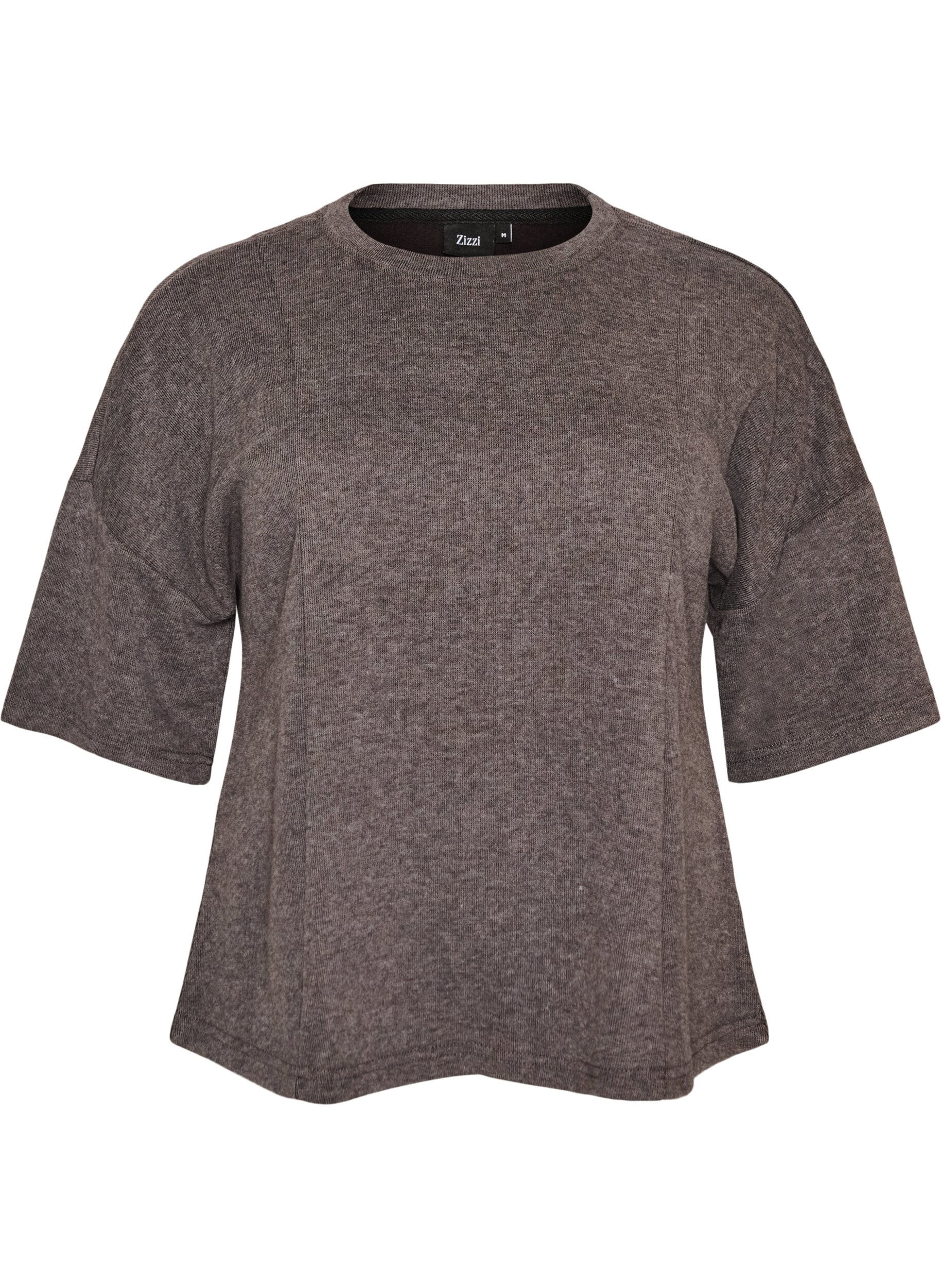 ZizziA-linjainen jerseypaita kyyn&auml;rmittaisilla hihoilla, Harmaa, Packshot image number 0