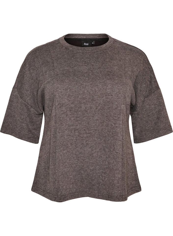 A-linjainen jerseypaita kyyn&auml;rmittaisilla hihoilla, Harmaa, Packshot image number 0