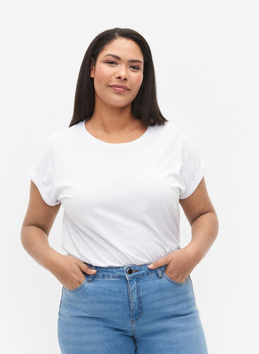 Lyhythihainen t-paita puuvillasekoitteesta, Bright White, Model image number 0