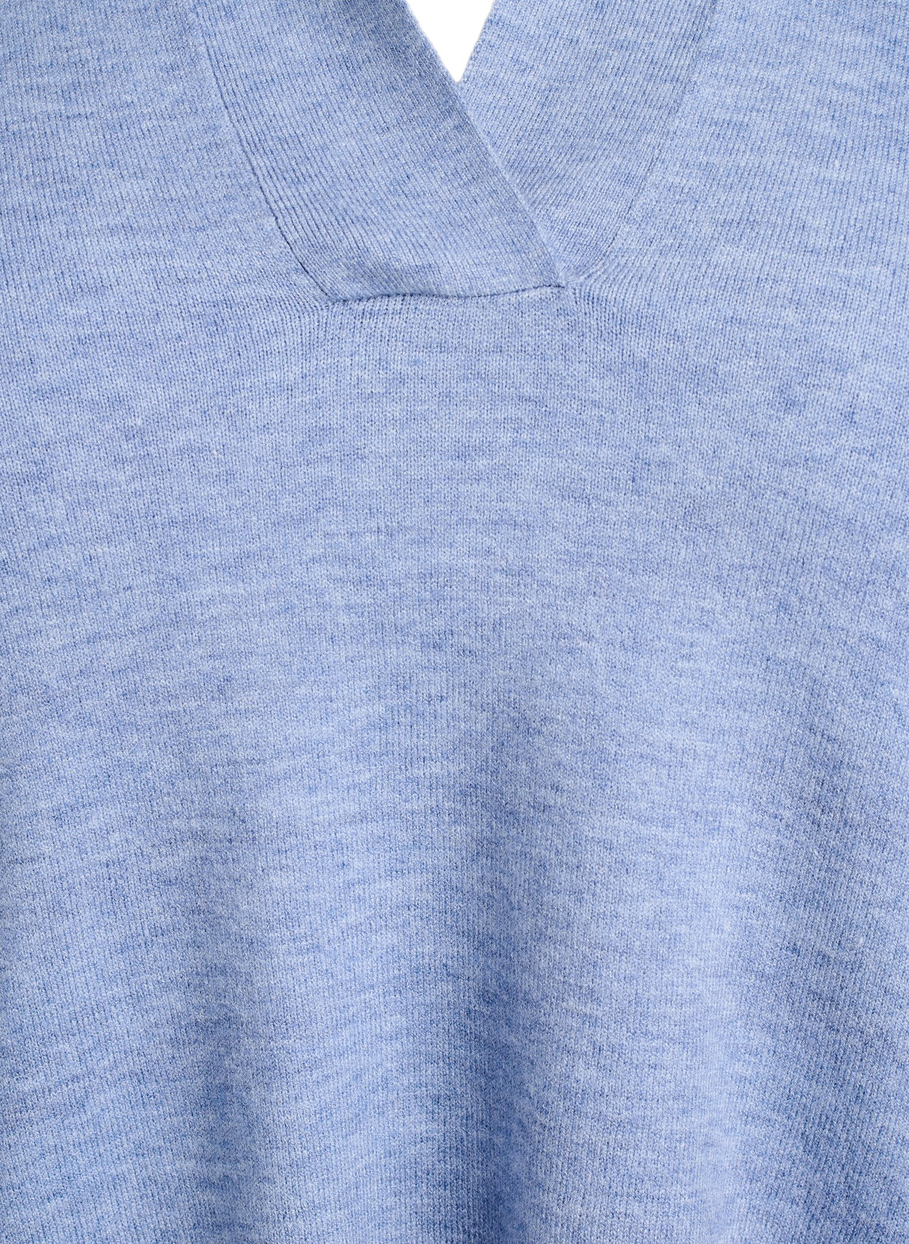 Zizzi Lyhythihainen, kauluksellinen neulepusero, Sininen, Packshot image number 2