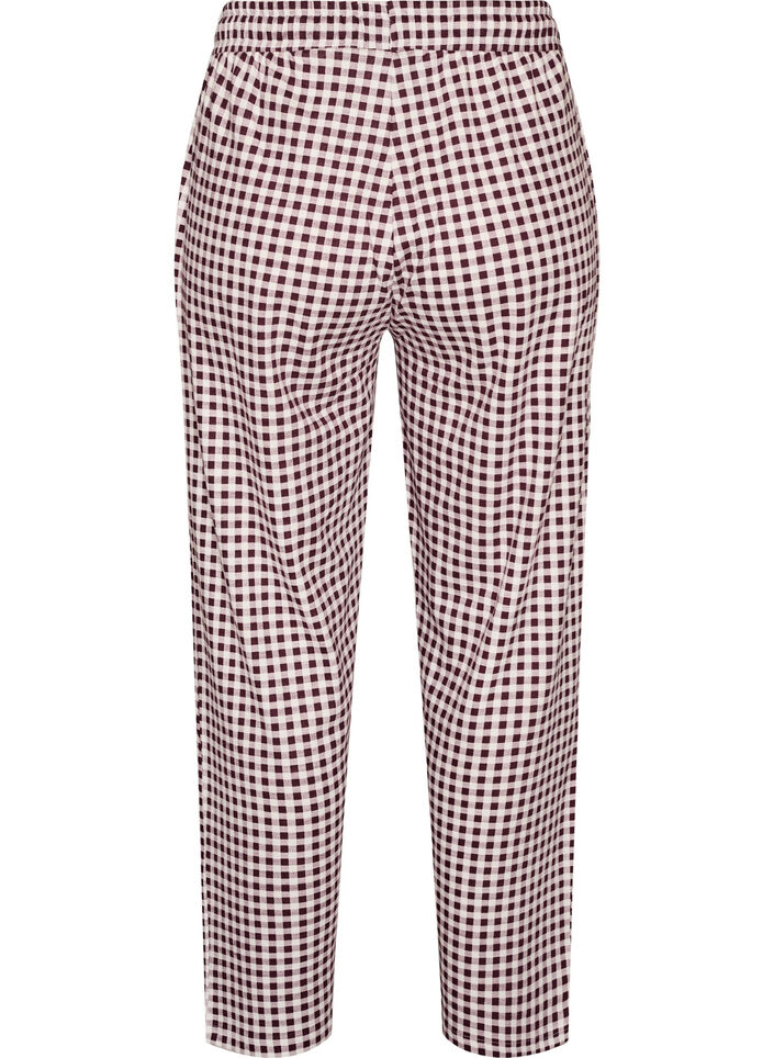 Puuvillapjama -housut korkealla vy&ouml;t&auml;r&ouml;ll&auml;, Punainen, Packshot image number 1