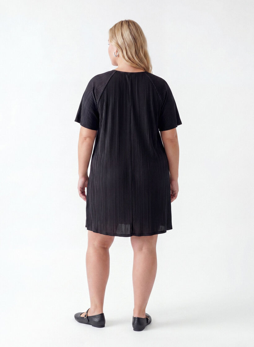 Jersey-tunika teksturoiduilla raidoilla, Musta, Model image number 1