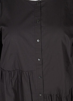 Puuvillainen paitamekko puhvihihoilla , Black, Packshot image number 2