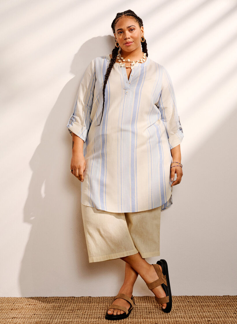 Raidallinen mekko pitkillä hihoilla, Birch w. Stripes, Image image number 0