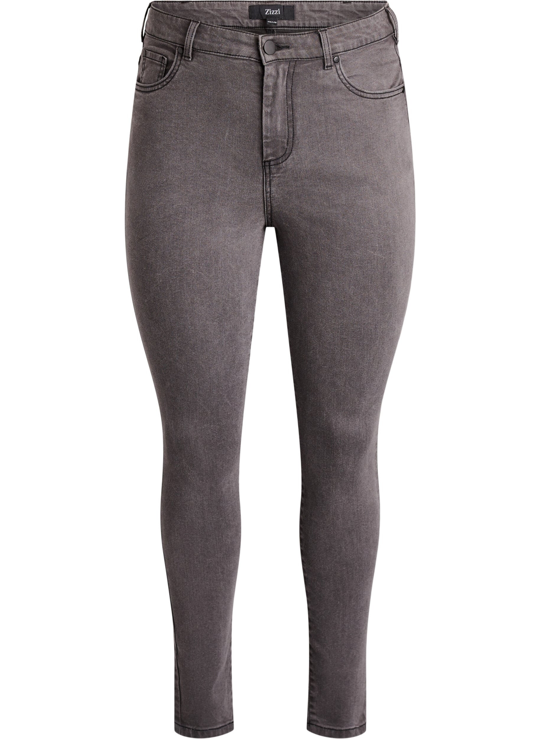 Zizzi Amy korkea vy&ouml;t&auml;r&ouml;iset super slim fit -farkut, Harmaa, Packshot image number 0