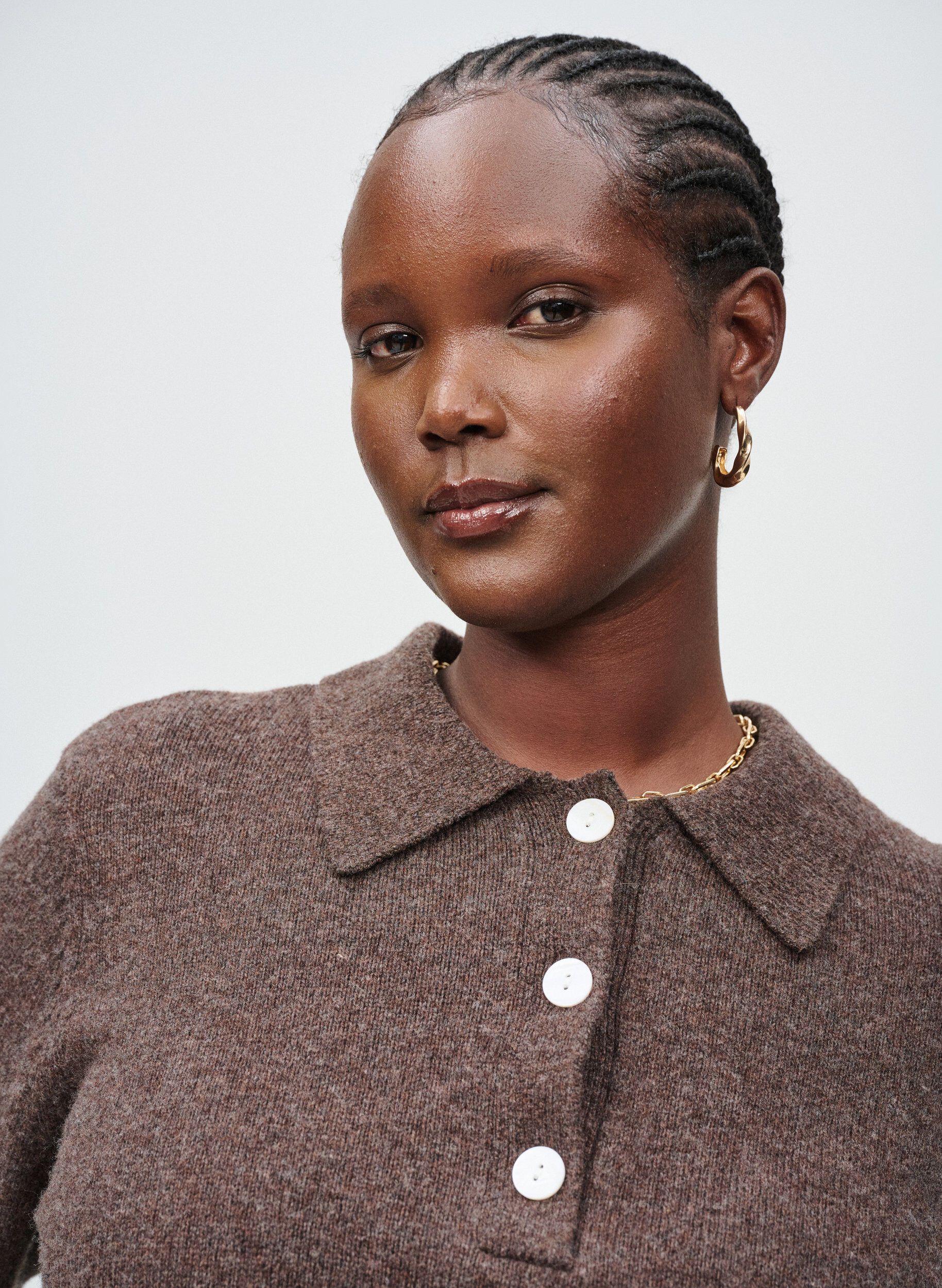 Zizzi Neulepusero pehme&auml;&auml; merinosekoitetta, jossa on poolokaulus, Ruskea, Image image number 0