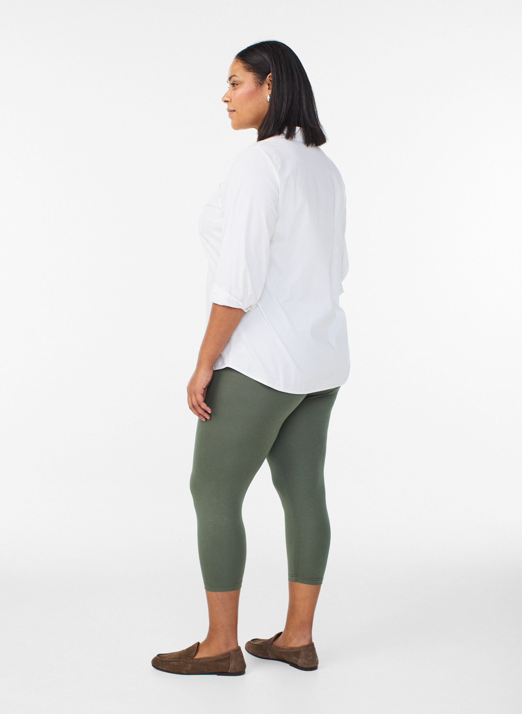 Zizzi3/4-pituiset viskoosileggingsit, Vihre&auml;, Model image number 2