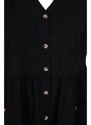 Lyhythihainen mekko napeilla ja taskuilla, Black, Packshot image number 2