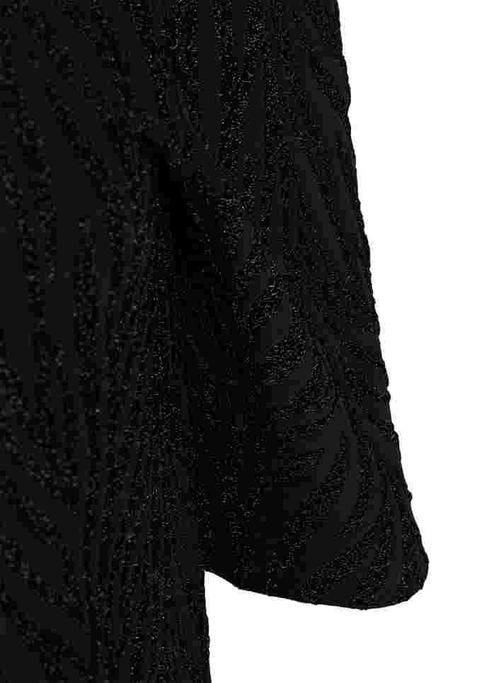 Kuvioitu mekko glitterillä ja lyhyillä hihoilla, Black/Black Lurex, Packshot image number 3