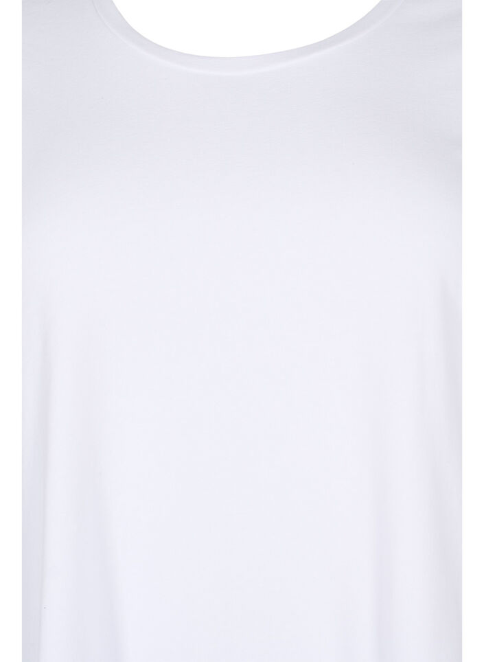 Puuvillainen perus t-paita 3/4-hihoilla, Valkoinen, Packshot image number 2