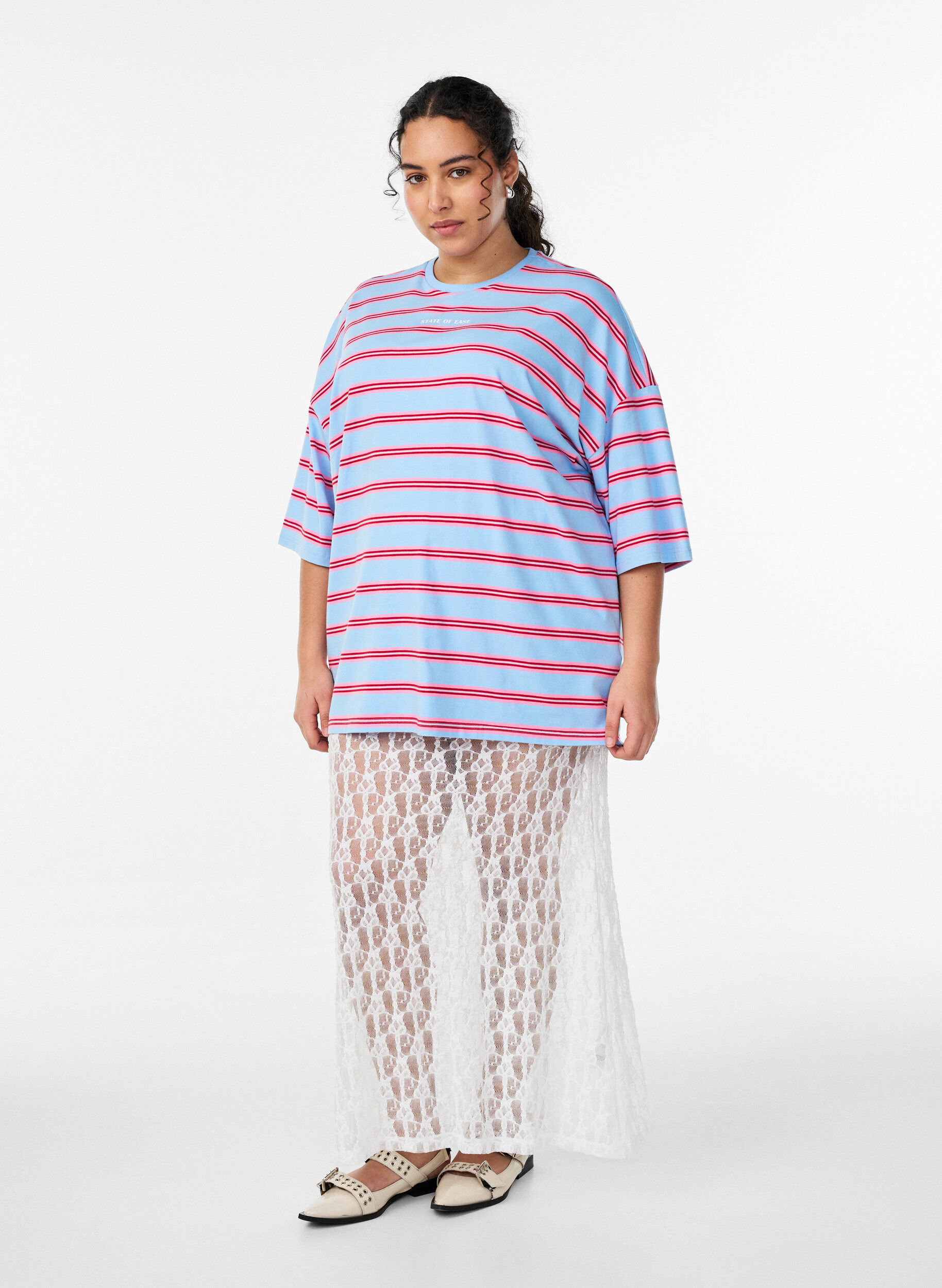 Zizzi Pitk&auml; l&auml;pikuultava pitsihame, Valkoinen, Model image number 1