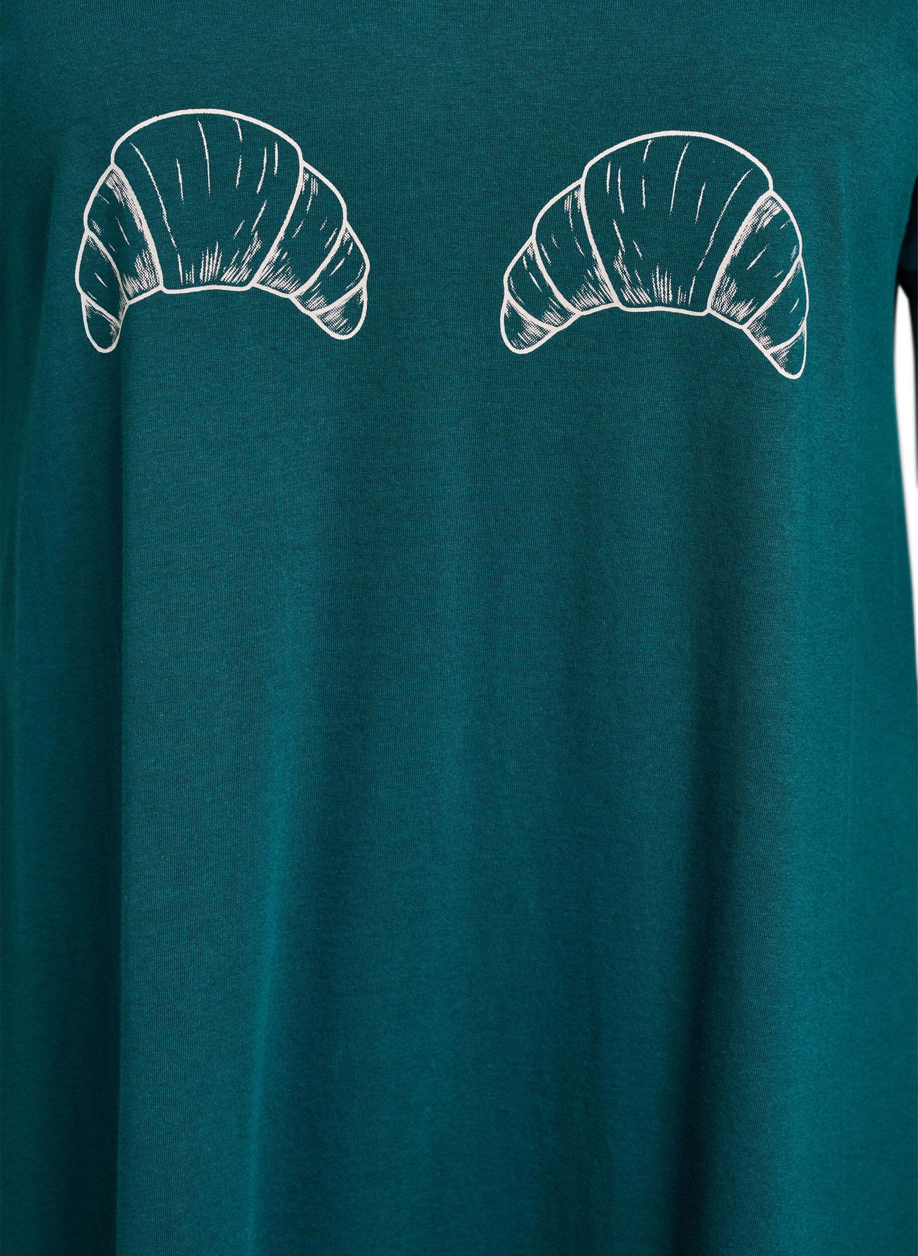 ZizziLuomupuuvillainen y&ouml;paita V-p&auml;&auml;ntiell&auml;, Vihre&auml;, Packshot image number 2