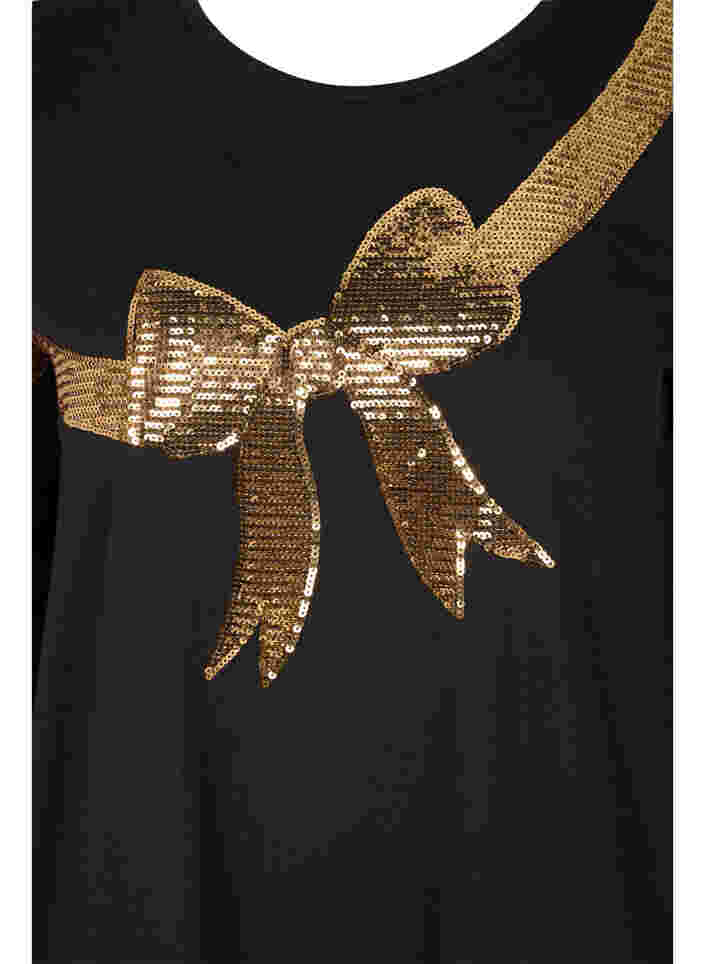 Joulupusero paljeteilla, Black Bow Gold, Packshot image number 2