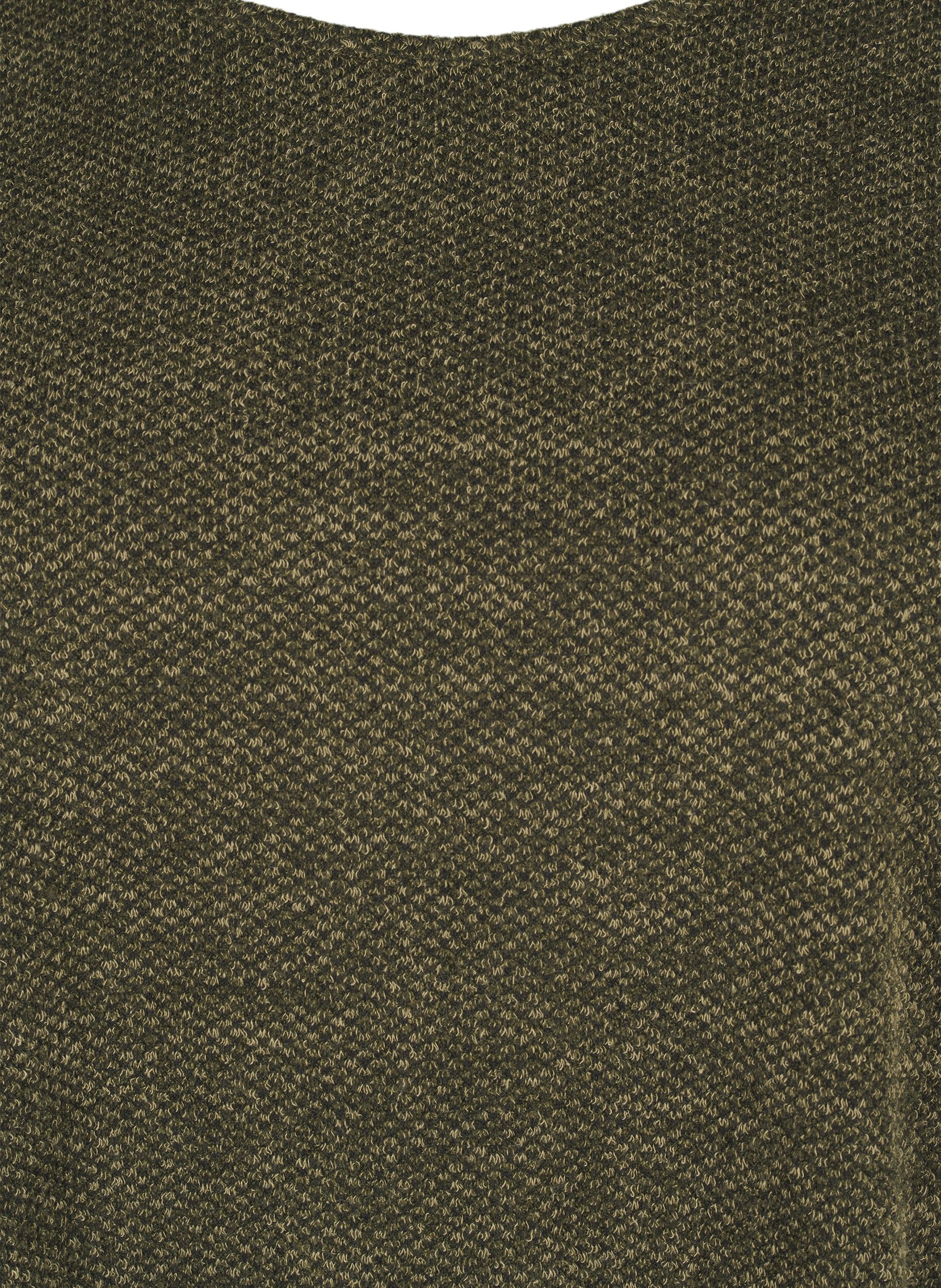 Zizzi Melange-Pusero, jossa py&ouml;re&auml; p&auml;&auml;ntie ja pitk&auml;t hihat, Winter Moss, Packshot image number 2