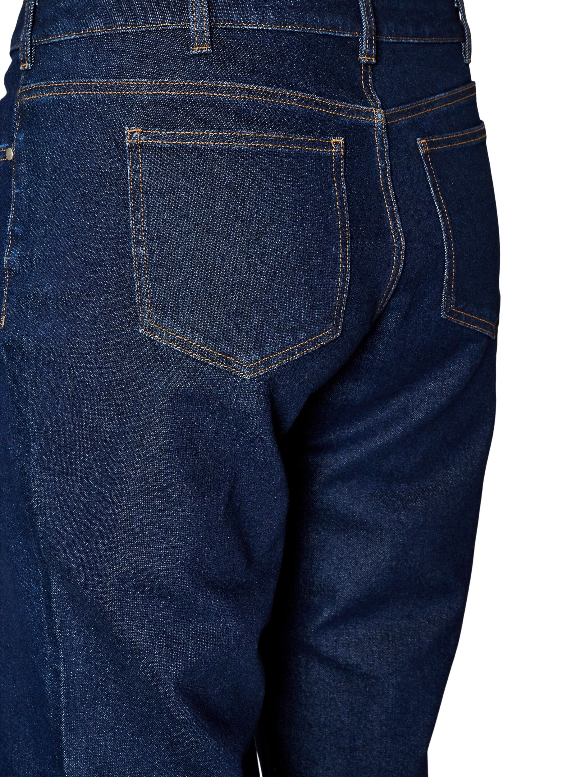 ZizziCropped straight fit -farkut normaalilla vy&ouml;t&auml;r&ouml;ll&auml;, Sininen, Packshot image number 3