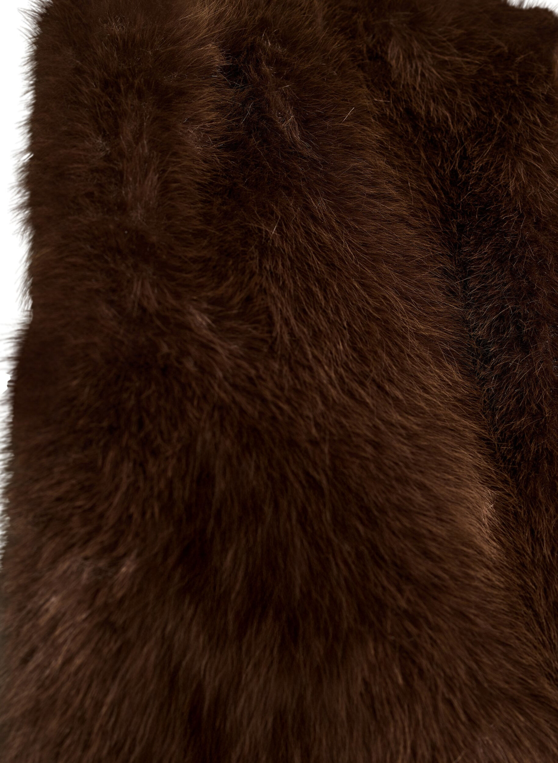 ZizziLyhyt tekoturkistakki avoimella etuosalla, Ruskea, Packshot image number 2
