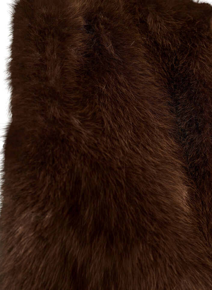 Lyhyt tekoturkistakki avoimella etuosalla, Ruskea, Packshot image number 2