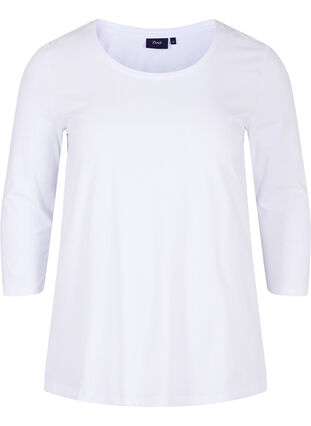 Basic t-paita 3/4 hihoilla, Bright White, Packshot image number 0