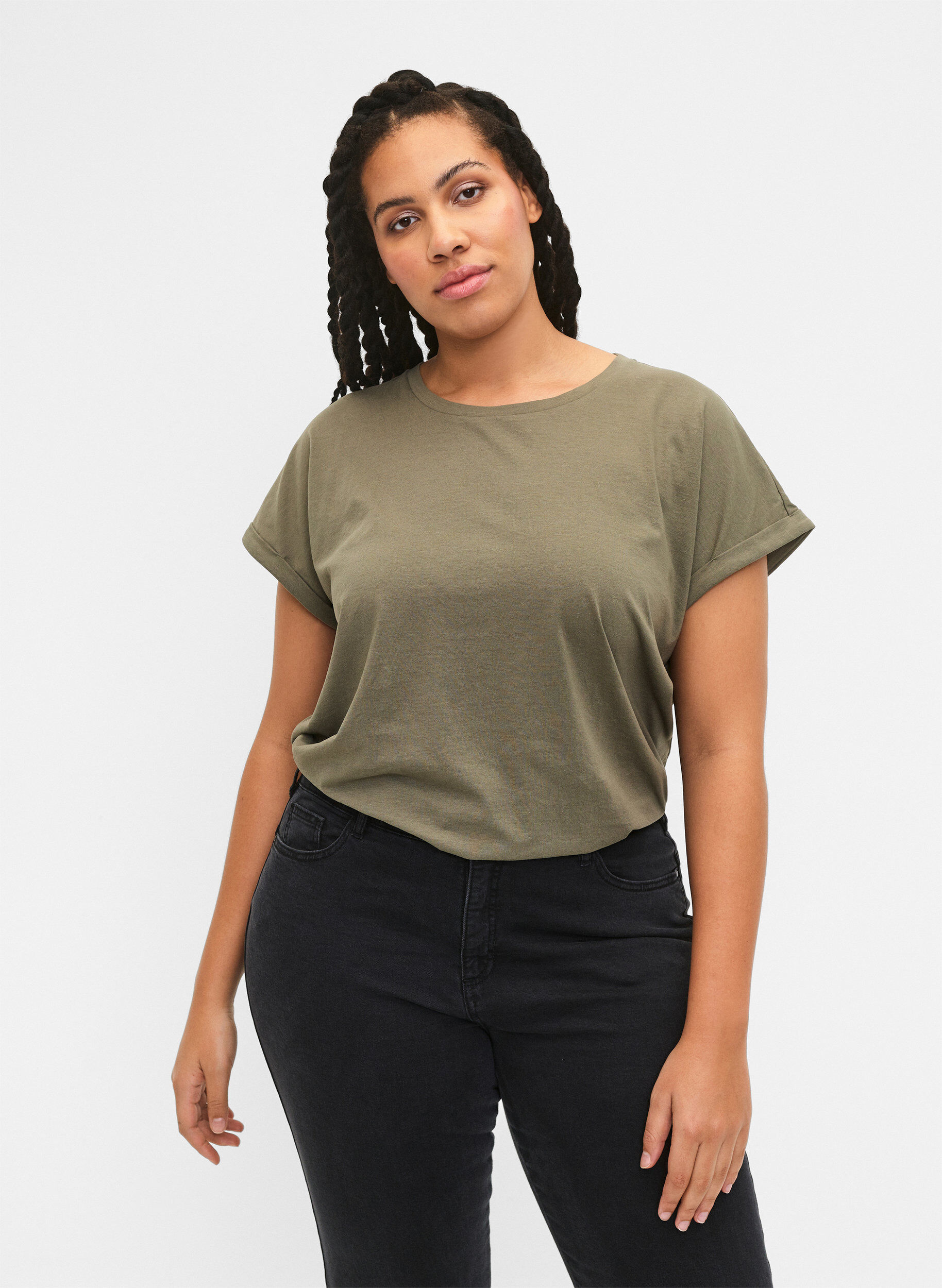 Lyhythihainen t-paita 2-pack, Vihre&auml;, Model