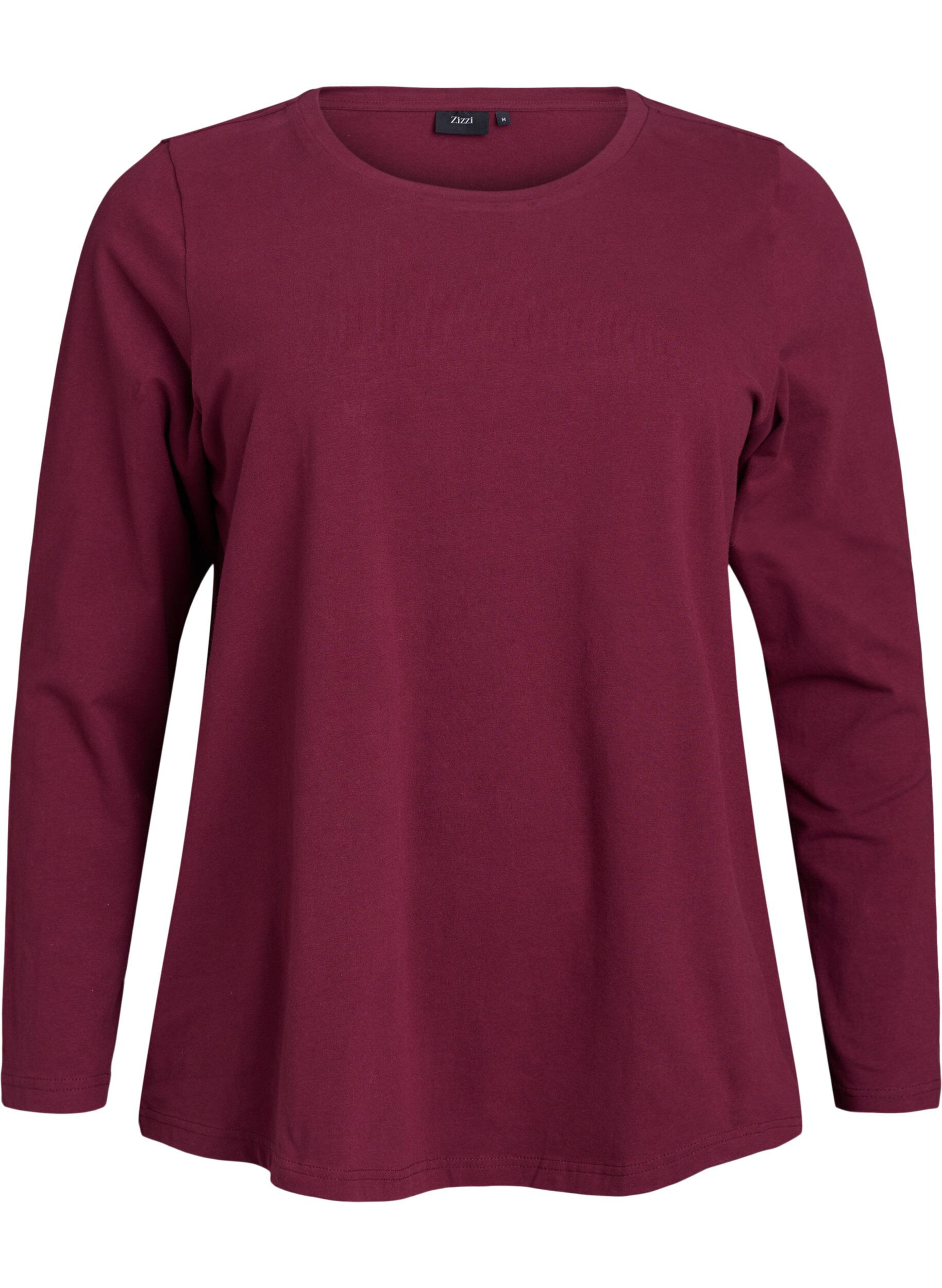 ZizziPerus jersey-paita, jossa pitk&auml;t hihat, Tumma Bordeaux, Packshot image number 0