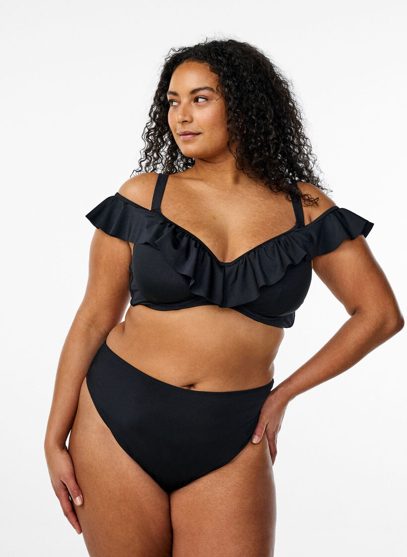 R&ouml;yhel&ouml;inen bikiniliivit kaarituilla, Musta, Model image number 1