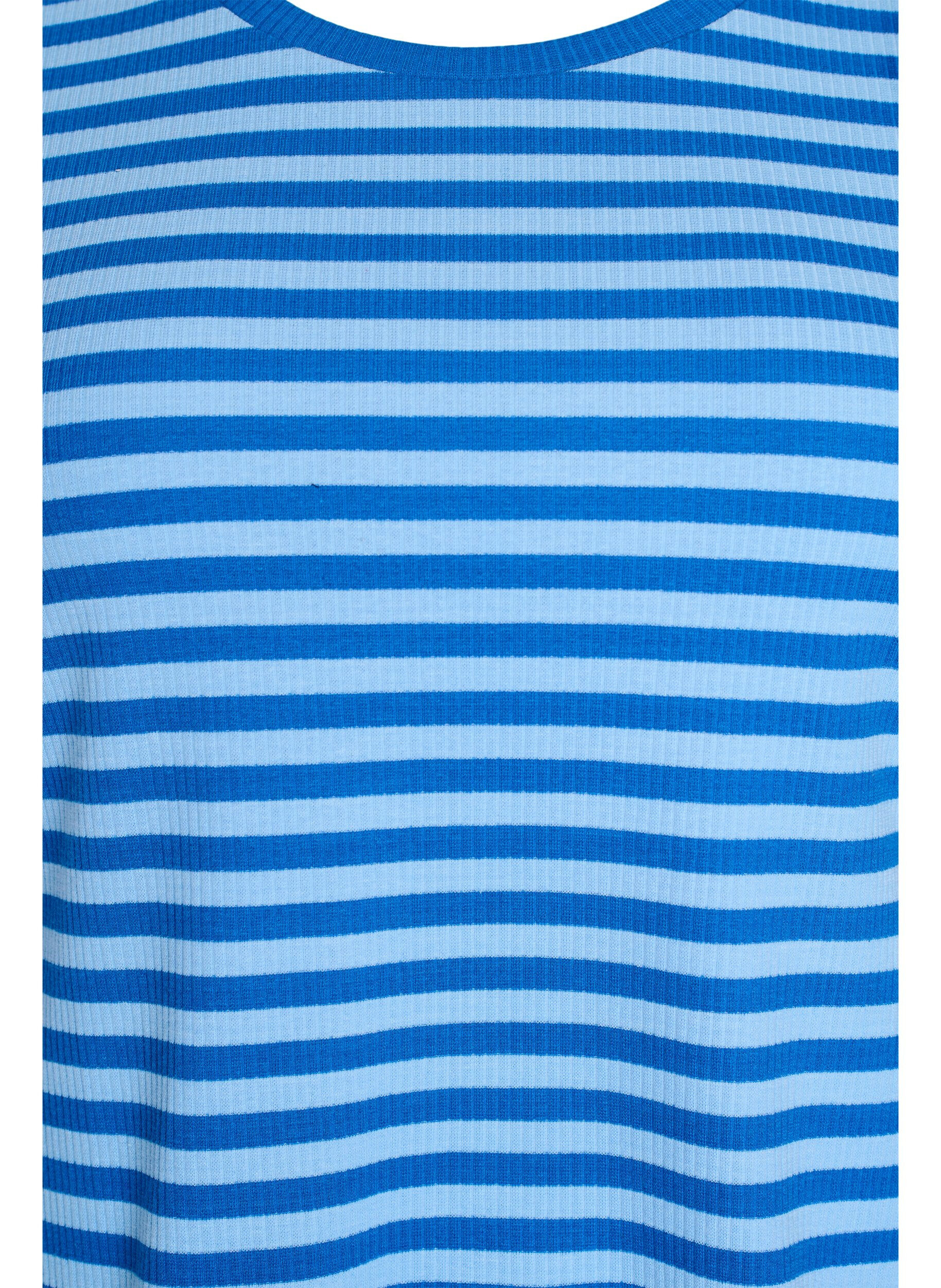 ZizziRaidallinen ribattu T-paita, Sininen, Packshot image number 2