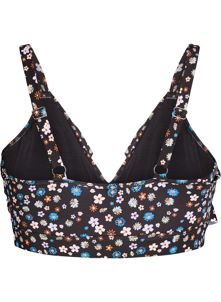  Kukallinen bikinien yläosa röyhelöyksityiskohdilla, Ruskea, Packshot image number 1