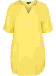 Viskoositunika V-pääntiellä ja napeilla, Primrose Yellow